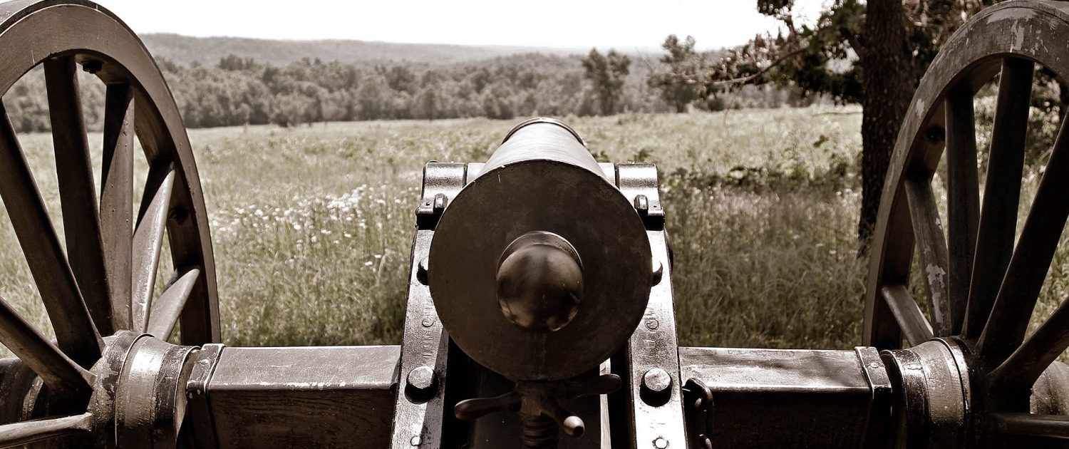 A Union Civil War cannon stands watch over the Wilson's Creek National Battlefield outside of Springfield, MO.