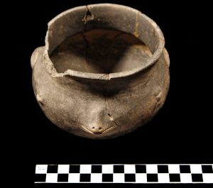 Frog Effigy Pot; Clay & temper; Missouri; Mississippian Period (A.D. 900-1500). University of Missouri MAC2011-02-001.