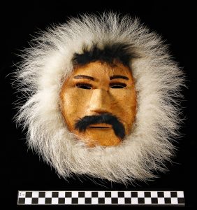 Inuit Mask; Caribou leather, polar bear & other fur; Alaska; 1900s. University of Missouri MAC2012-03-010.