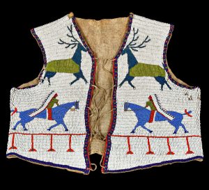 Vest; Rawhide & glass beads; Osage Nation; Late 1800s. University of Missouri MAC1968-0148.